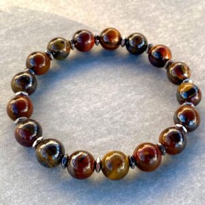 Tiger Iron Gemstone Stretch Bracelet | 10mm Natural Stone | Men-Women-Unisex