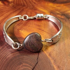 Tiger Iron Jasper Bracelet | Queen Bess 1946 | Upcycled Silverware Jewelry | Strength • Grounding • Protection