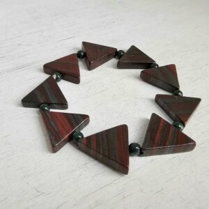 Malachite & Tiger Iron Triangles Stackable Stretch Bracelet - Gift For Her - Green Red - Gift For Him - Men's Jewelry