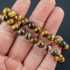 Natural Banded Tiger Iron Bracelet Smooth Round Size 6mm and 8mm- Handmade In USA- approx. 7" Bracelet Crystal Bracelet