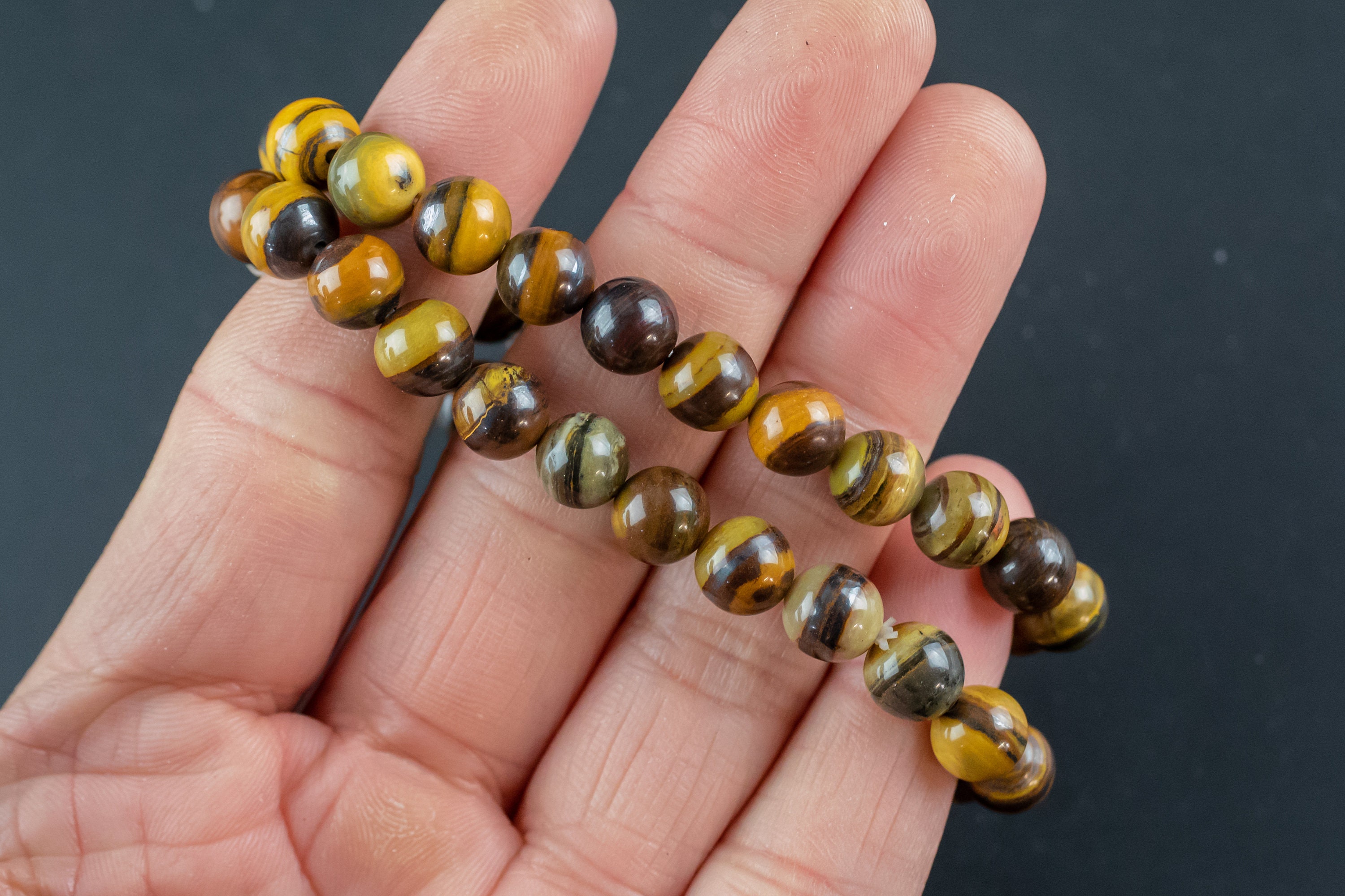 Natural Banded Tiger Iron Bracelet Smooth Round Size 6mm And 8mm- Handmade In Usa- Approx. 7" Bracelet Crystal Bracelet