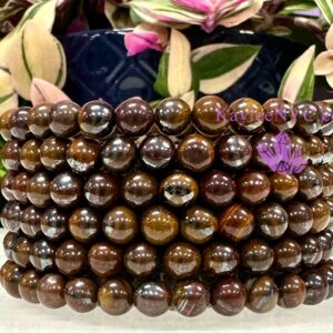Wholesale 6 Pcs 6mm Tiger Iron Natural Crystal Healing Stretch Bracelet 7.5"