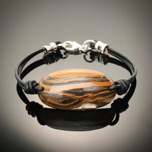Women's Tiger Iron, Sterling Silver, Leather Cuff Bracelet, Black Tan Brown Gemstone, Rustic Boho Southwestern Bracelet - Grand Canyon Women's Tiger Iron, Sterling Silver, Leather Cuff Bracelet, Black Tan Brown Gemstone, Rustic Boho Southwestern Bracelet - Grand Canyon