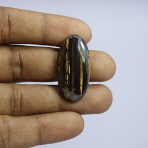 Natural Iron Tiger Cabochon: Loose Gemstone for Jewelry Making, 35Cts