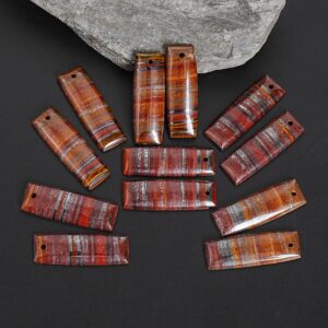 AA Natural Red Brown Tiger Iron Earring Pair, 38x13x4MM Drilled Matching Gemstone Beads, One of a Kind Jewelry Making Earrings
