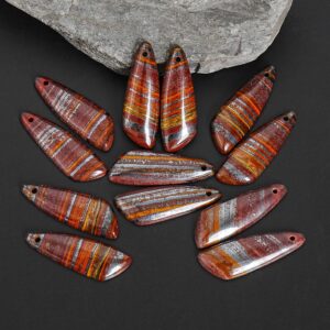 AA Natural Red Brown Tiger Iron Earring Pair, Top Drilled Beveled Teardrop Gemstone, One of a Kind Matching Earrings for Jewelry Making