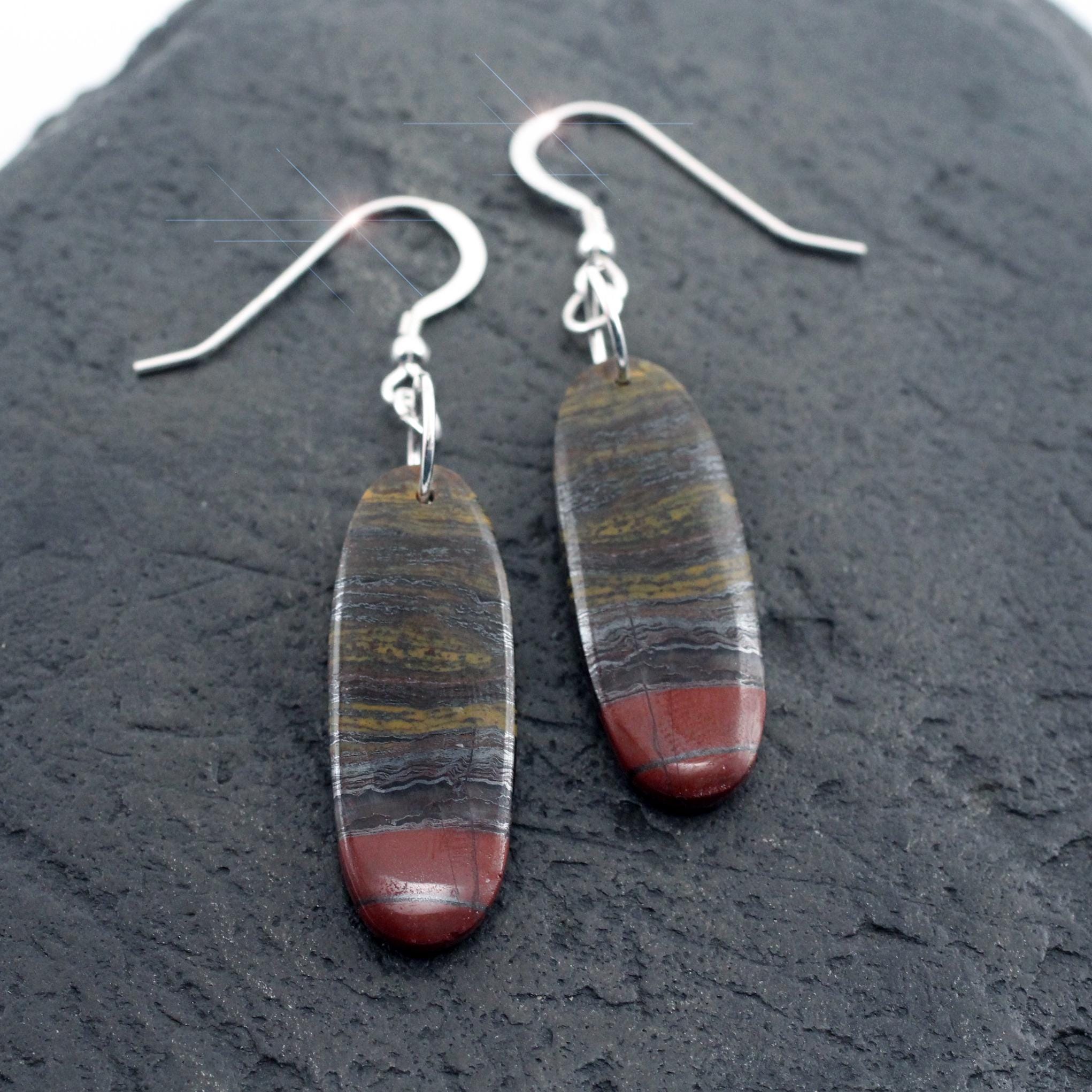 Abstract Nature - Beautiful Tiger Iron Sterling Silver Earrings