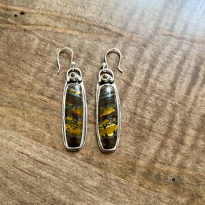 Tiger Iron and Fire Opal Earrings