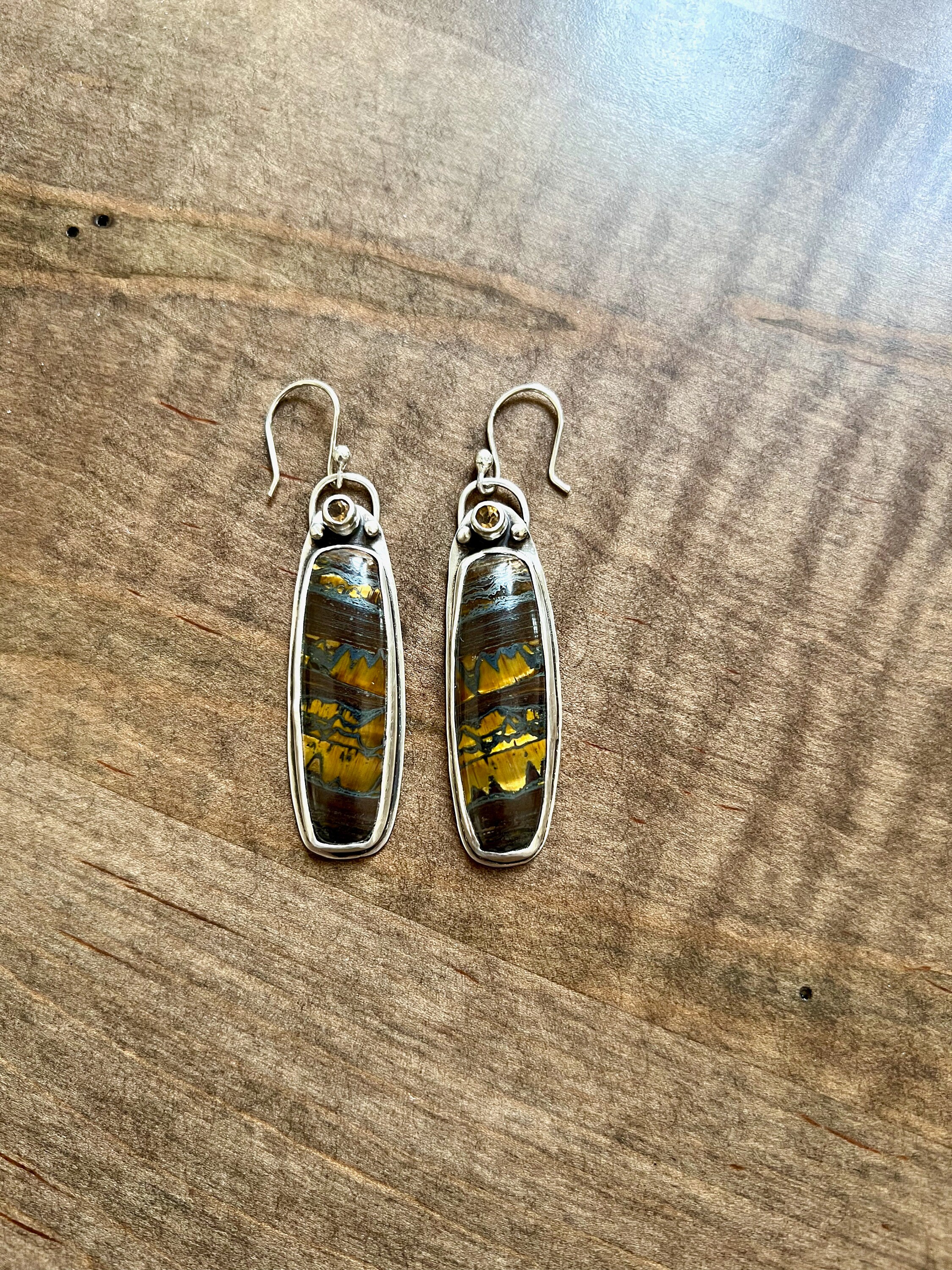 Tiger Iron And Fire Opal Earrings Tiger Iron And Fire Opal Earrings