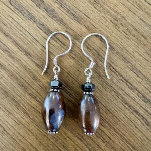 Tiger iron and hematite sterling silver earrings