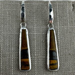 Tiger Iron (Eye) Earrings, Sterling Silver Earwires (Fancy Hooks), Artisan-made