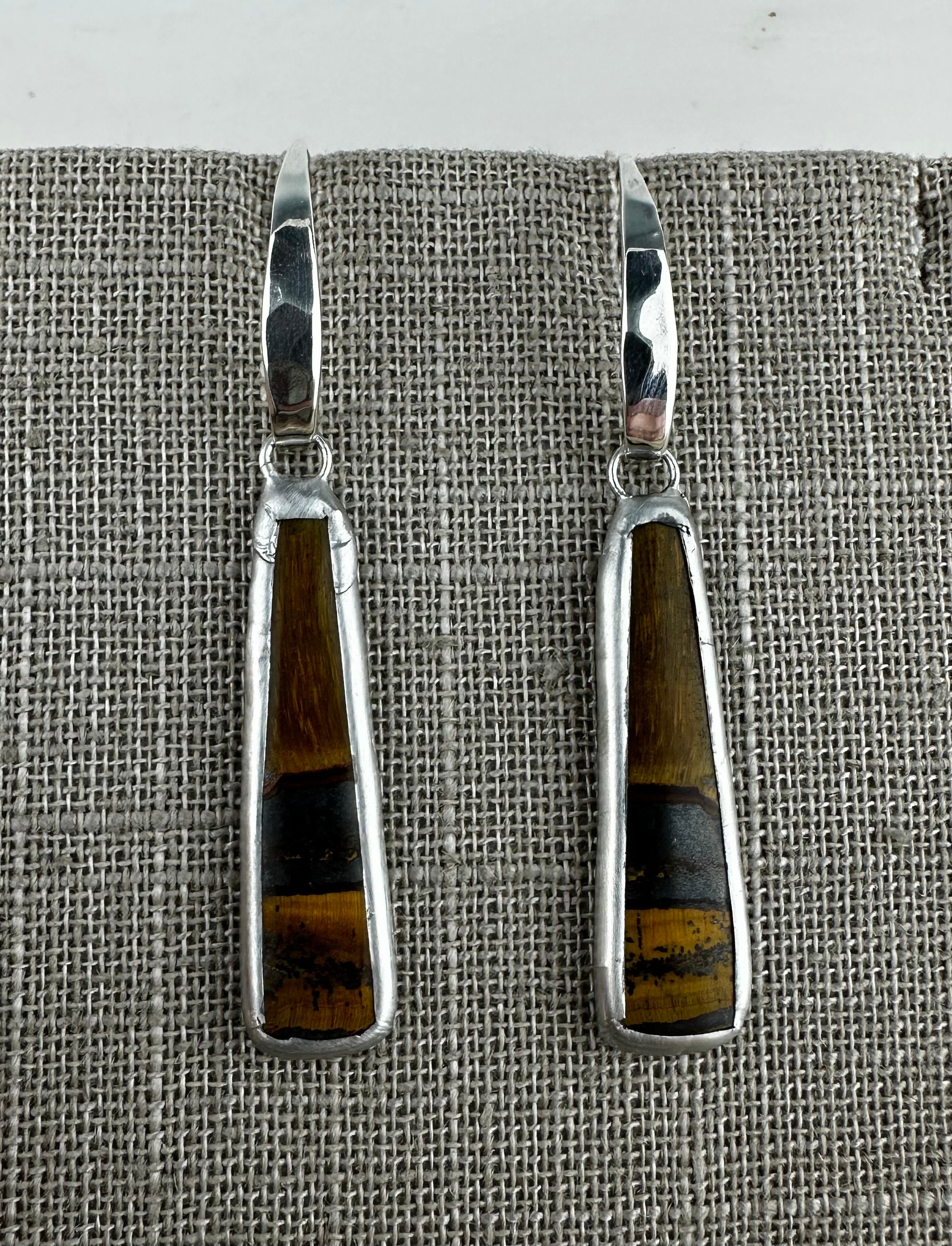 Tiger Iron (eye) Earrings, Sterling Silver Earwires (fancy Hooks), Artisan-made