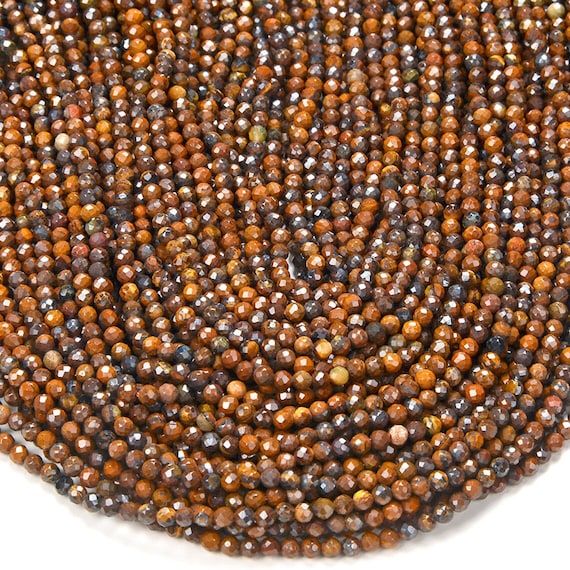 3mm Natural Iron Tiger Eye Gemstone Grade Aaa Micro Faceted Round Beads 15 Inch Full Strand Bulk Lot 1,2,6,12 And 50 (80016212-p49)