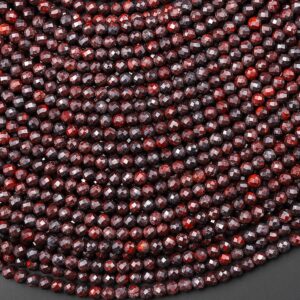 Faceted Natural Red Tiger Iron 3mm Round Beads 15.5" Strand Faceted Natural Red Tiger Iron 3mm Round Beads 15.5" Strand