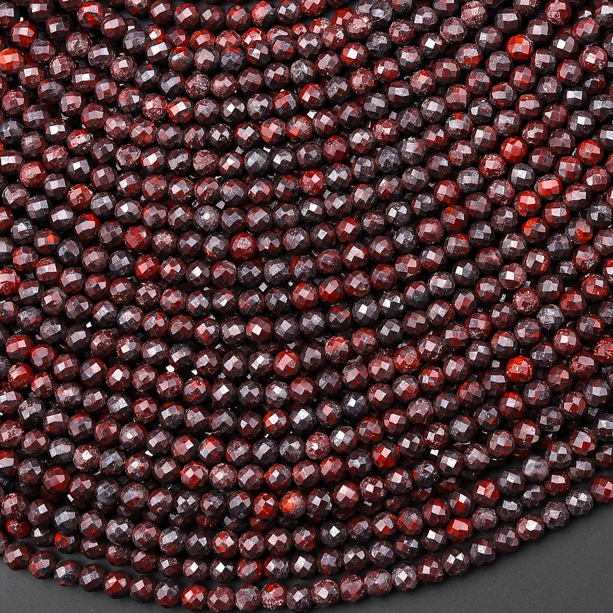 Faceted Natural Red Tiger Iron 3mm Round Beads 15.5" Strand Faceted Natural Red Tiger Iron 3mm Round Beads 15.5" Strand