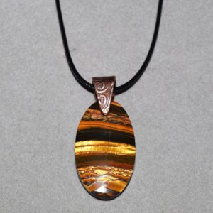 Tiger Iron Necklace, Chunky Pendant, Gemstone Pendant, Boho Jewelry, Gift for Women