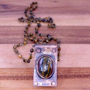 Tiger Iron Necklace - Copper Encased