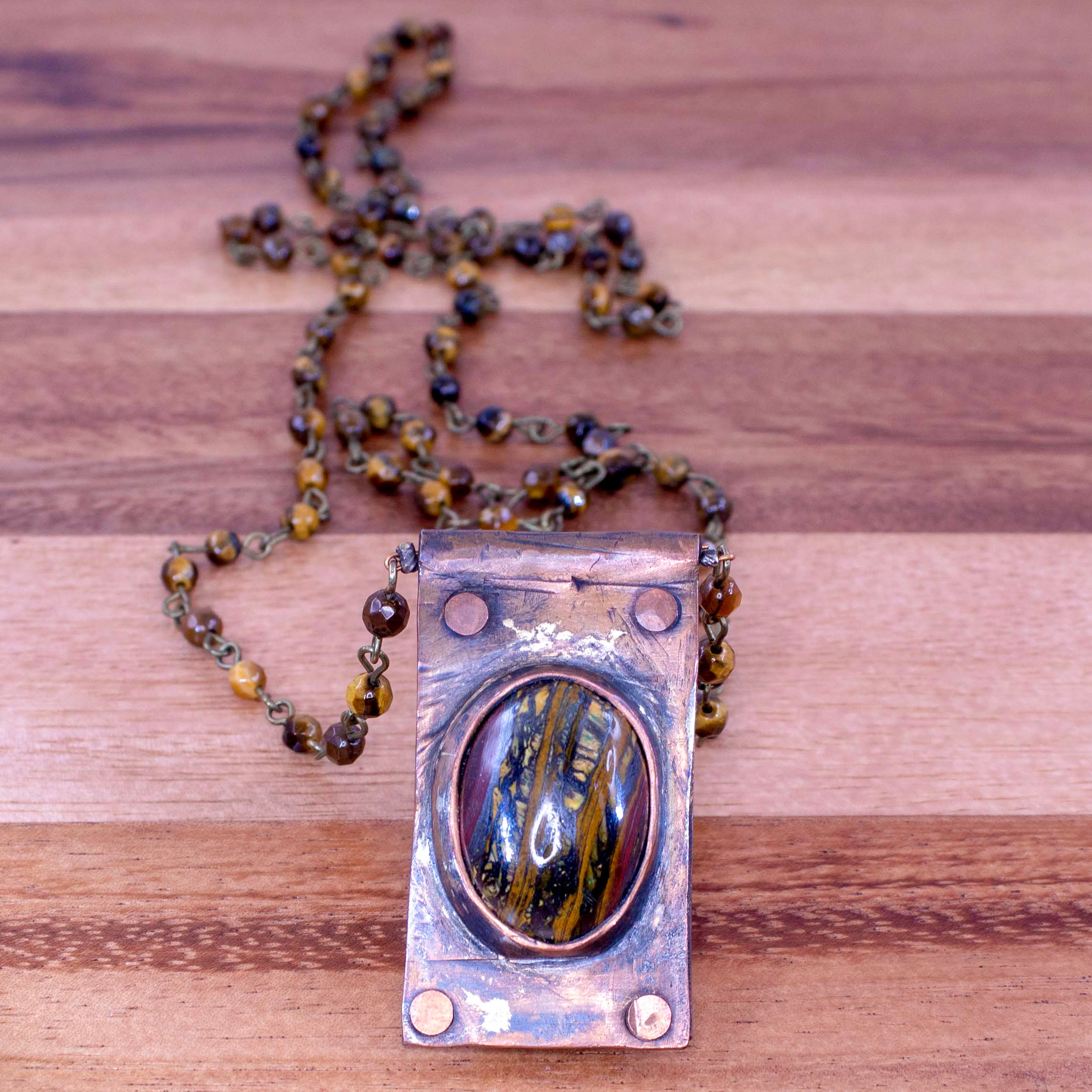 Tiger Iron Necklace - Copper Encased