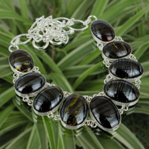 Handmade Iron Tiger Eye 925 Sterling Silver Necklace - Adjustable Handmade Iron Tiger Eye 925 Sterling Silver Necklace - Adjustable