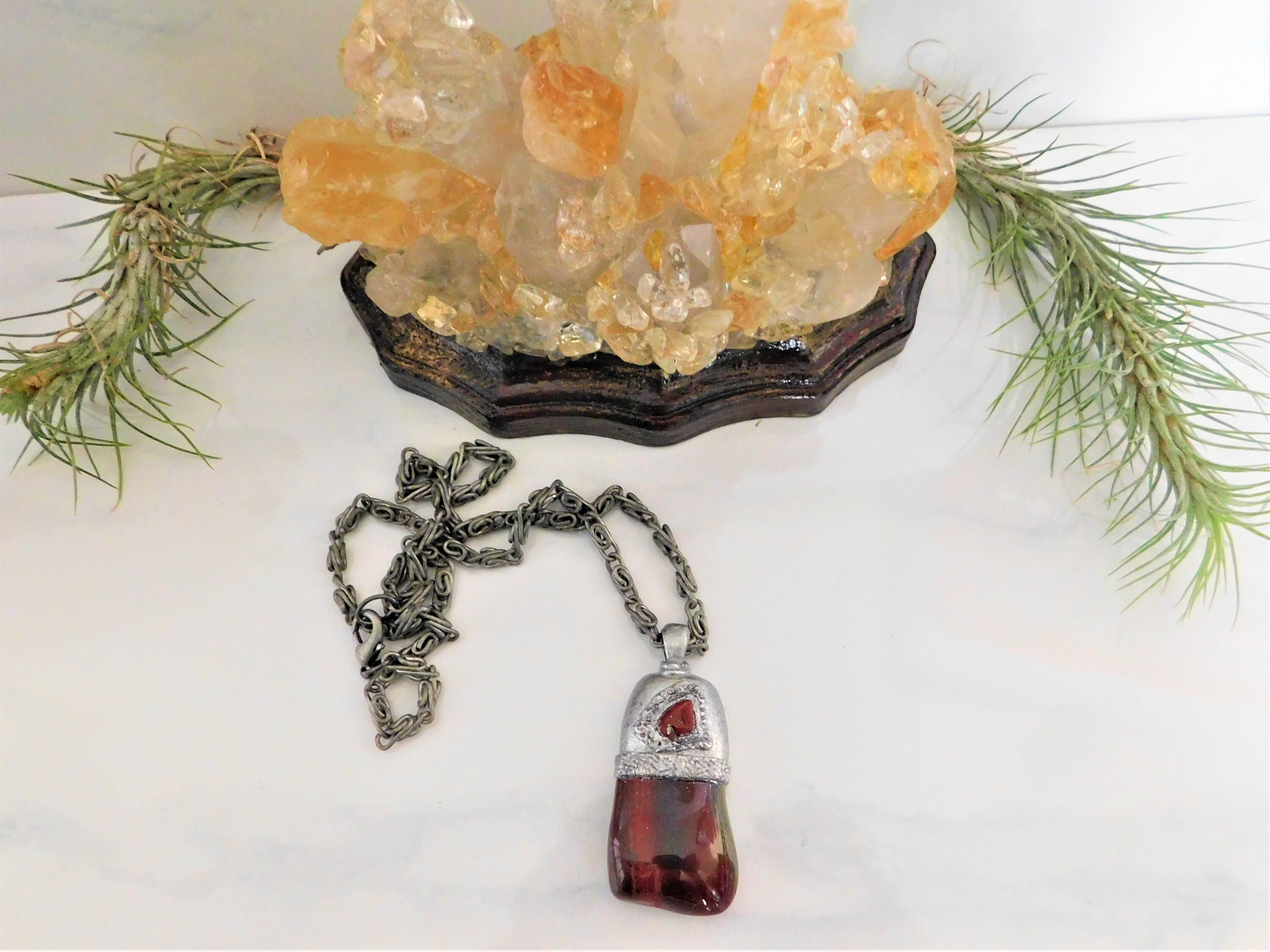 Tiger Iron Pendant, Tiger Iron Necklace, Tiger Iron Talisman, Tiger Iron Amulet, Healing Necklace, Grounding Stone Necklace