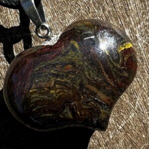 Tiger Iron Puffy Heart Necklace with Positive Healing Energy!