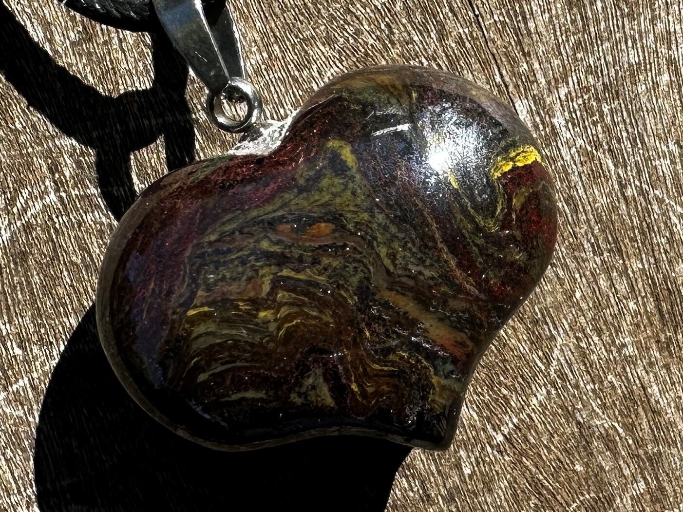 Tiger Iron Puffy Heart Necklace With Positive Healing Energy!