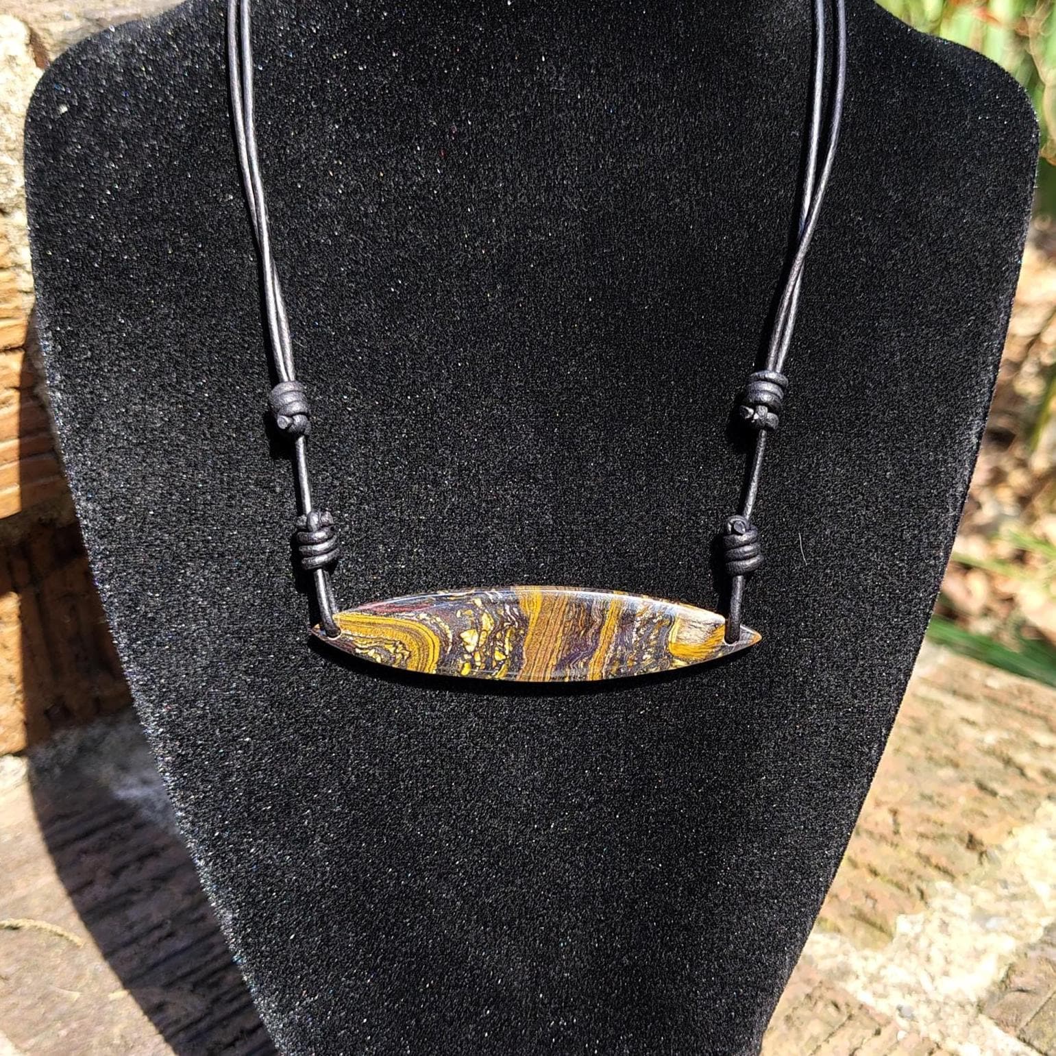 Tiger Iron Pendant Adjustable Leather Necklace Handmade By Chris Hay Tiger Iron Pendant Adjustable Leather Necklace Handmade By Chris Hay