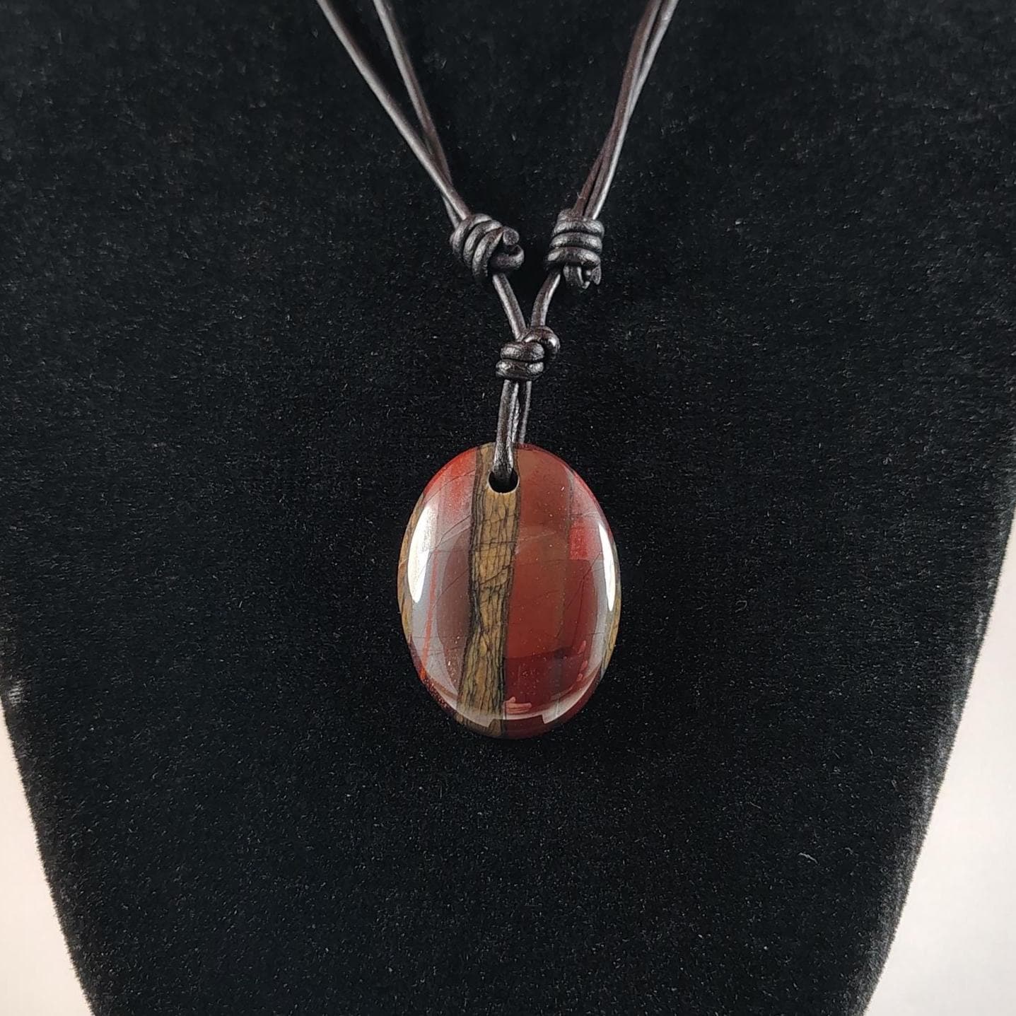 Tiger Iron Pendant Adjustable Leather Necklace Handmade By Chris Hay