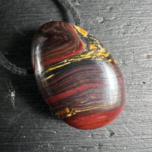 Tiger Iron Pendant, Drilled Gemstone Necklace