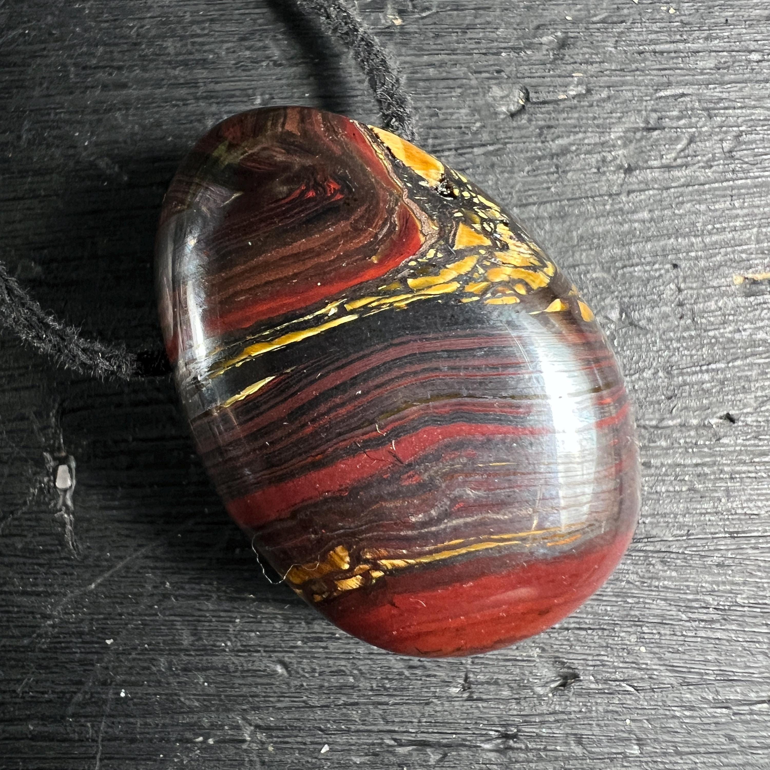 Tiger Iron Pendant, Drilled Gemstone Necklace