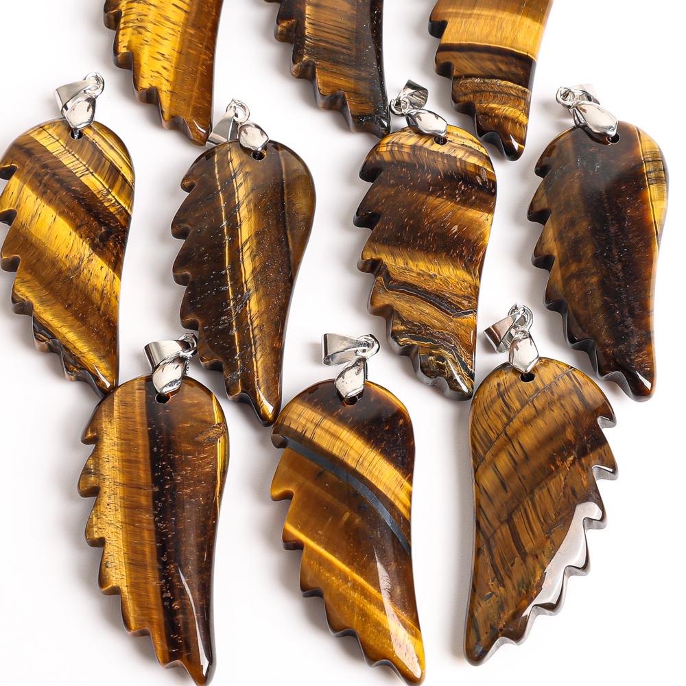 Genuine Natural Yellow Wing Tiger Iron Top Drilled Healing Gemstone Pendant