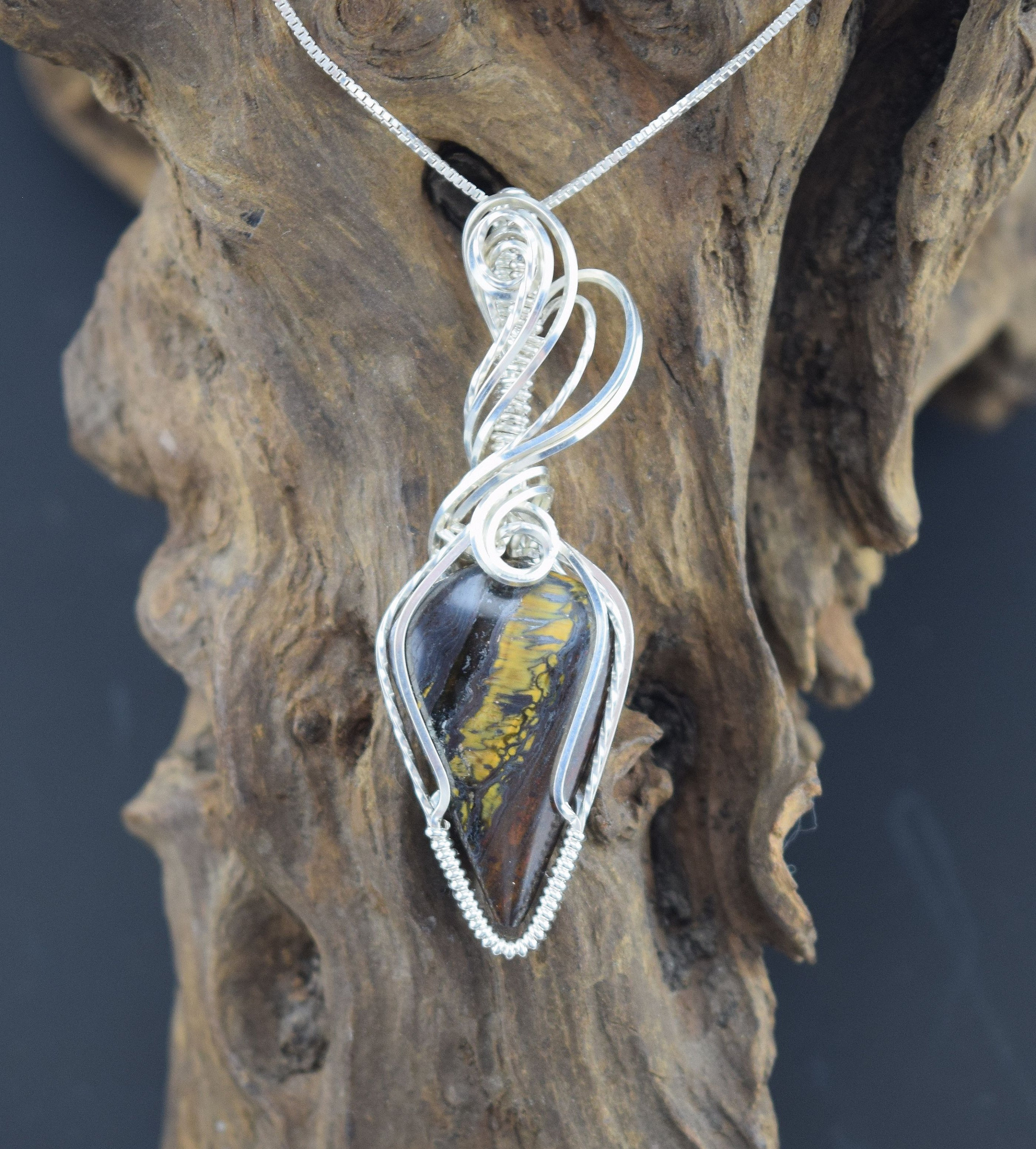 Handcrafted Sterling Silver Tiger Iron Pendant Or Necklace