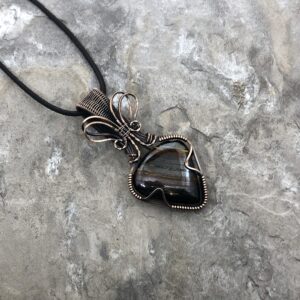 Handmade Tiger Iron Pendant: Copper Wire Wrapped Jewelry - Handmade in the USA          0024