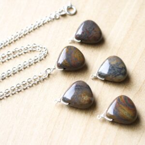 Tiger Iron Jasper Necklace: Sterling Silver Gemstone Pendant