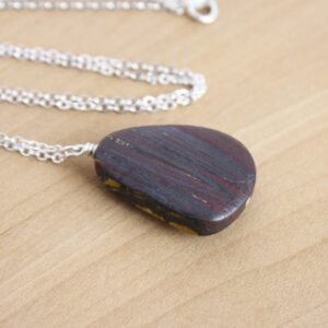 Tiger Iron Pendant Necklace: Large Stone, 925 Sterling Silver