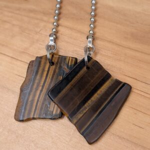 Tiger's Iron Fan Pulls: Mid Century Modern Pull Chains, Metallic Woodgrain Pattern