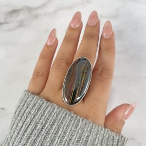 Iron Tiger Eye Adjustable Ring / 925 Sterling Silver / Healing Gemstone / Gifts for her / Oval Cab / Iron Tiger Eye Statement Ring ITE-R-26. Iron Tiger Eye Adjustable Ring / 925 Sterling Silver / Healing Gemstone / Gifts for her / Oval Cab / Iron Tiger Eye Statement Ring ITE-R-26.