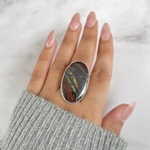 Iron Tiger Eye Adjustable Ring / 925 Sterling Silver / Healing Gemstone / Gift for her / Oval Cab / Iron Tiger Eye Statement Ring / ITE-R-1. Iron Tiger Eye Adjustable Ring / 925 Sterling Silver / Healing Gemstone / Gift for her / Oval Cab / Iron Tiger Eye Statement Ring / ITE-R-1.