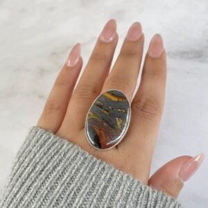 Iron Tiger Eye Adjustable Ring / 925 Sterling Silver / Healing Gemstone / Gift for her / Oval Cab/ Iron Tiger Eye Statement Ring / ITE-R-14. Iron Tiger Eye Adjustable Ring / 925 Sterling Silver / Healing Gemstone / Gift for her / Oval Cab/ Iron Tiger Eye Statement Ring / ITE-R-14.