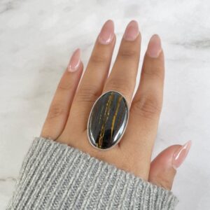 Iron Tiger Eye Adjustable Ring / 925 Sterling Silver / Healing Gemstone / Gift for her / Oval Cab/ Iron Tiger Eye Statement Ring / ITE-R-15. Iron Tiger Eye Adjustable Ring / 925 Sterling Silver / Healing Gemstone / Gift for her / Oval Cab/ Iron Tiger Eye Statement Ring / ITE-R-15.