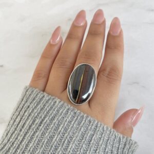Iron Tiger Eye Adjustable Ring / 925 Sterling Silver / Healing Gemstone / Gift for her / Oval Cab/ Iron Tiger Eye Statement Ring / ITE-R-11. Iron Tiger Eye Adjustable Ring / 925 Sterling Silver / Healing Gemstone / Gift for her / Oval Cab/ Iron Tiger Eye Statement Ring / ITE-R-11.