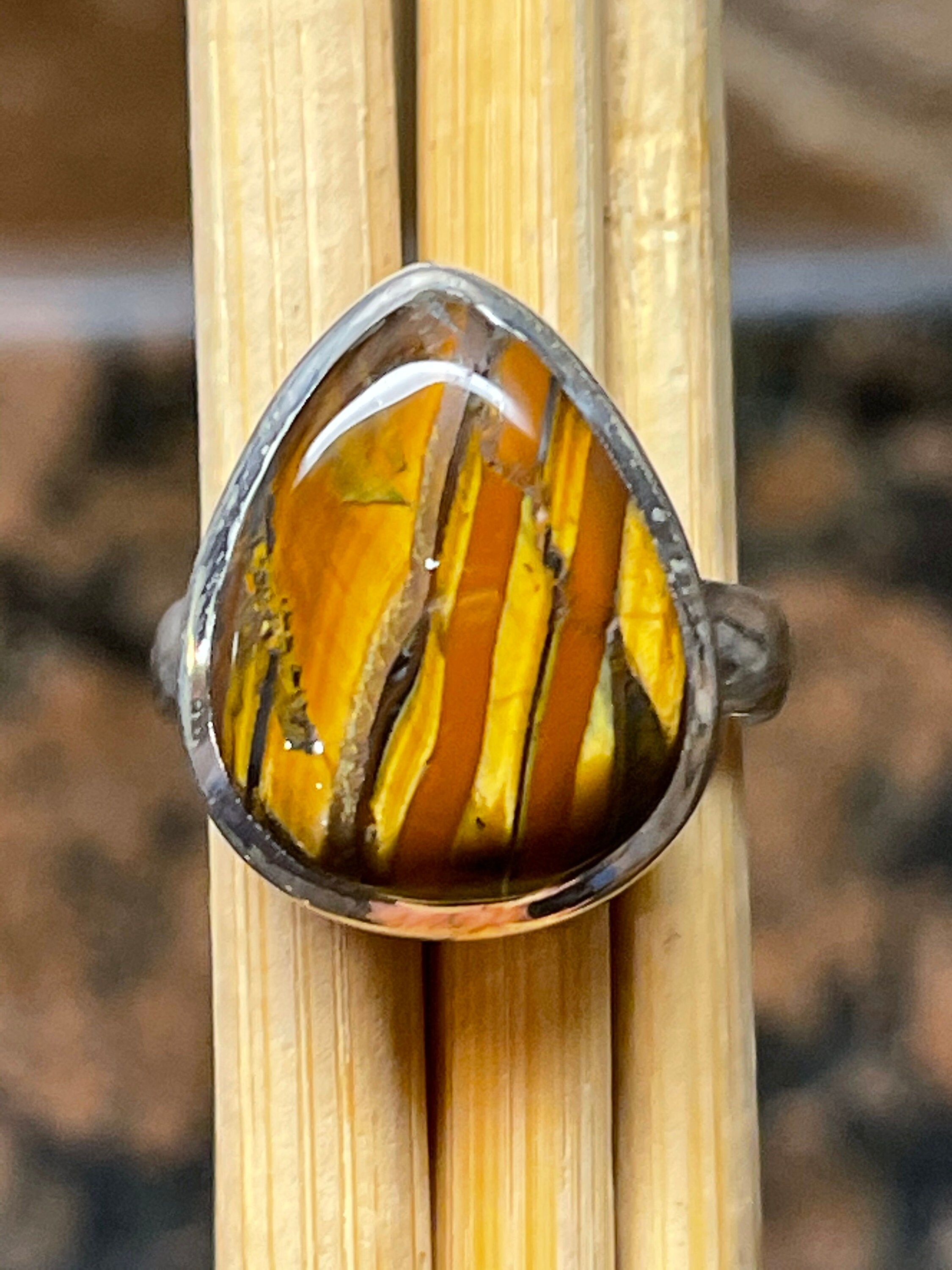 Genuine Red Tiger Iron 925 Solid Sterling Silver Ring Size 6 Genuine Red Tiger Iron 925 Solid Sterling Silver Ring Size 6