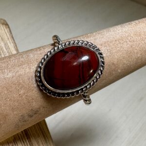 Handmade Tiger Iron Sterling Silver Ring - Twisted Wire - Size 7.5 Handmade Tiger Iron Sterling Silver Ring - Twisted Wire - Size 7.5