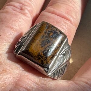 Impressive Tiger Iron Sterling Silver Signet Ring: Size 11 Impressive Tiger Iron Sterling Silver Signet Ring: Size 11