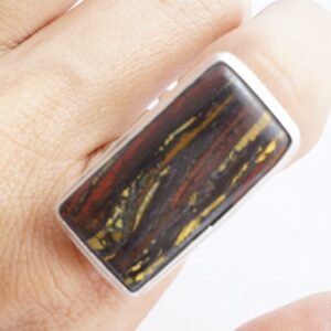 Large Tiger Iron Sterling Silver Ring: Boho Gemstone Statement Ring Large Tiger Iron Sterling Silver Ring: Boho Gemstone Statement Ring