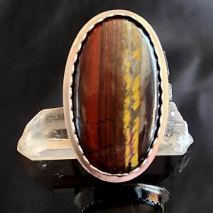 Tiger Iron Oval Cabochon Ring, Custom Sized, Sterling Silver Bezel Set, Handmade, Tiger Eye, Hematite, Jasper Tiger Iron Oval Cabochon Ring, Custom Sized, Sterling Silver Bezel Set, Handmade, Tiger Eye, Hematite, Jasper