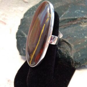 TIGER IRON Stone STATEMENT Ring Sterling Silver Size 8