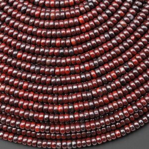 Natural Red Tiger Iron 4mm Smooth Rondelle Beads 15.5" Strand Natural Red Tiger Iron 4mm Smooth Rondelle Beads 15.5" Strand