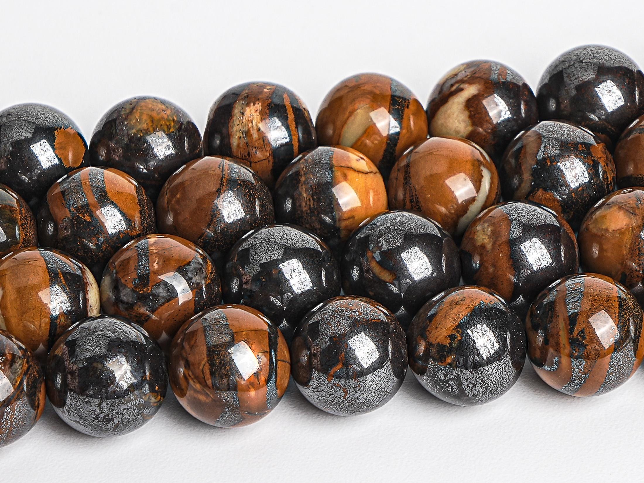 Black Brown Tiger Iron Beads Genuine Natural Grade Aa Gemstone Round Loose Beads 8mm 10mm Bulk Lot Options