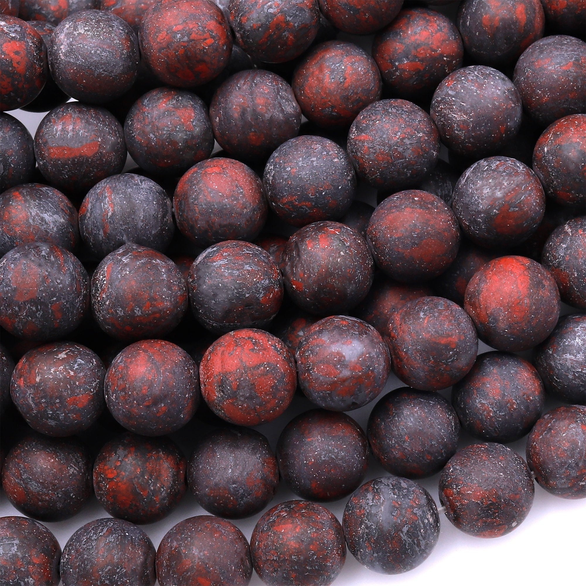Matte Natural Red Tiger Iron 4mm 6mm 8mm Round Beads 15.5" Strand